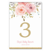 ピンク赤面フローラベビーブライダルシャワー誕生日 テーブルナンバー (正面)