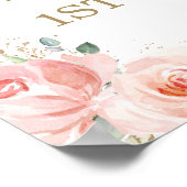 ピンク赤面フローラペンギン1歳の誕生日へようこそ ポスター (角)