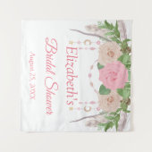 ピンク赤面フローラボホシックブライダルシャワータペストリー タペストリー (正面(横))