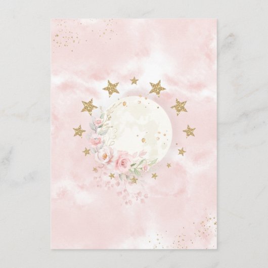 ピンク赤面フローラムーン&スターズブックスfor Baby Girl エンクロージャーカード (裏面)