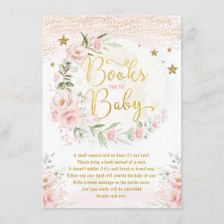ピンク赤面フローラムーン&スターズブックスfor Baby Girl エンクロージャーカード