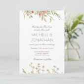 ピンク赤面フローラモダンデザインクリスチャン結婚ズ 招待状 (スタンド正面)