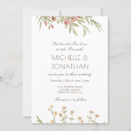 ピンク赤面フローラモダンデザインクリスチャン結婚ズ 招待状