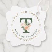 ピンク赤面フローラモノグラム結婚サーキュラー フェイバータグ (裏面)