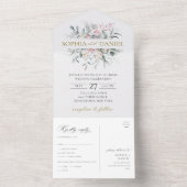 ピンク赤面フローラユーカリプタスボタニッ結婚クス オールインワン招待状 (内側)