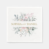 ピンク赤面フローラユーカリプタスボタニッ結婚クス スタンダードカクテルナプキン (正面)