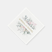 ピンク赤面フローラユーカリプタスボタニッ結婚クス スタンダードカクテルナプキン (角)