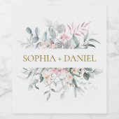 ピンク赤面フローラユーカリプタスボタニッ結婚クス ワインラベル (シングルラベル)