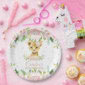 ピンク赤面フローラライオン誕生日ベビーシャワー ペーパープレート (パーティー)