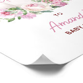 ピンク赤面フローラリトルカボチャベビーウェルカムサイン ポスター (角)