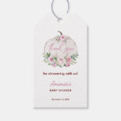 ピンク赤面フローラリトルカボチャ赤ちゃんシャワー ギフトタグ (正面)