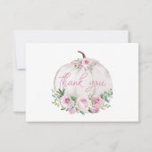 ピンク赤面フローラリトルカボチャ赤ちゃんシャワー サンキューカード (正面)