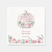 ピンク赤面フローラリトルカボチャ赤ちゃんシャワー スタンダードカクテルナプキン (正面)