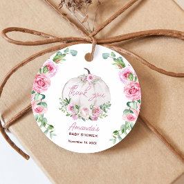 ピンク赤面フローラリトルカボチャ赤ちゃんシャワー フェイバータグ