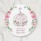 ピンク赤面フローラリトルカボチャ赤ちゃんシャワー フェイバータグ (正面)