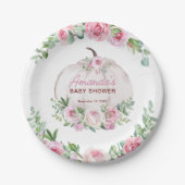 ピンク赤面フローラリトルカボチャ赤ちゃんシャワー ペーパープレート (正面)