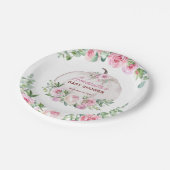 ピンク赤面フローラリトルカボチャ赤ちゃんシャワー ペーパープレート (アングル)