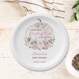 ピンク赤面フローラリトルカボチャ赤ちゃんシャワー ペーパープレート