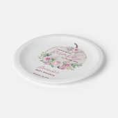 ピンク赤面フローラリトルカボチャ赤ちゃんシャワー ペーパープレート (アングル)