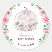 ピンク赤面フローラリトルカボチャ赤ちゃんシャワー ラウンドシール (正面)