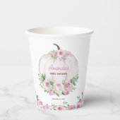 ピンク赤面フローラリトルカボチャ赤ちゃんシャワー 紙コップ (正面)