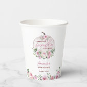 ピンク赤面フローラリトルカボチャ赤ちゃんシャワー 紙コップ (裏面)