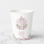 ピンク赤面フローラリトルカボチャ赤ちゃんシャワー 紙コップ (正面)