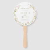 ピンク赤面フローラリースロマンチック結婚式 プログラム ハンドファン (正面)