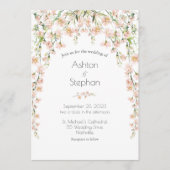 ピンク赤面フローラワイルドフラワーズエレガントウェディング 招待状 (正面)