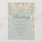 ピンク赤面フローラワイルドフラワーズシックエレガントウェディング 招待状 (正面)