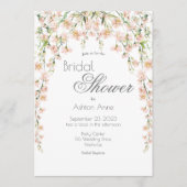ピンク赤面フローラワイルドフラワーズブライダルシャワー 招待状 (正面)