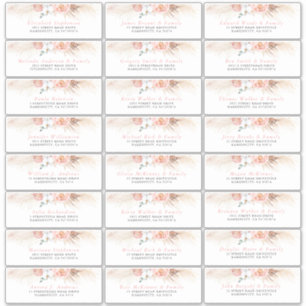 ピンク赤面フローラ個別ゲスト住所 シール