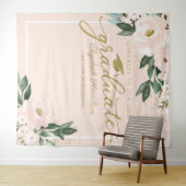 ピンク赤面フローラ卒業パーティー写真の背景 タペストリー (インサイチュ(横))