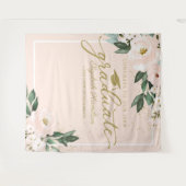 ピンク赤面フローラ卒業パーティー写真の背景 タペストリー (正面(横))