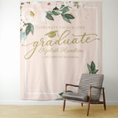 ピンク赤面フローラ卒業パーティー写真の背景 タペストリー (インサイチュ)