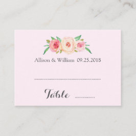 ピンク赤面フローラ場所設定カード プレイスカード