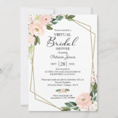 ピンク赤面フローラ幾何学的バーチャルブライダルシャワー 招待状 (正面)
