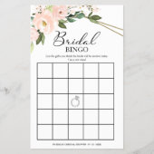 ピンク赤面フローラ幾何学的ブライダルシャワービンゴ チラシ (正面)