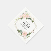 ピンク赤面フローラ幾何学的ブライダルシャワー スタンダードカクテルナプキン (角)