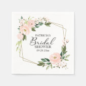 ピンク赤面フローラ幾何学的ブライダルシャワー スタンダードカクテルナプキン (正面)