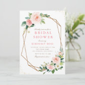 ピンク赤面フローラ幾何学的ブライダルシャワー 招待状 (スタンド正面)