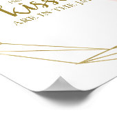 ピンク赤面フローラ幾何学記号の数キス ポスター (角)