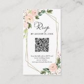 ピンク赤面フローラ幾何結婚QR RSVP エンクロージャーカード (正面)
