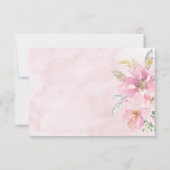 ピンク赤面フローラ水モダン色結婚の 出欠カード (裏面)