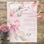 ピンク赤面フローラ水モダン色結婚の 招待状