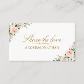 ピンク赤面フローラ結婚のハッシュタグカード 名刺 (正面)