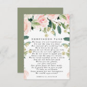 ピンク赤面フローラ結婚のハネムーンファンドカード エンクロージャーカード (正面/裏面)