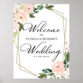 ピンク赤面フローラ結婚幾何学記号 ポスター (正面)