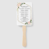 ピンク赤面フローラ結婚式プログラム ハンドファン (裏面)