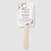 ピンク赤面フローラ結婚式プログラム ハンドファン (正面)